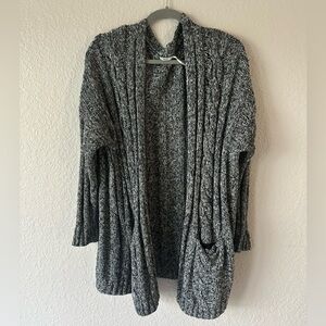 Kimchi Blue Gray Marled Open Front Cable Knit Cardigan Sweater Size L